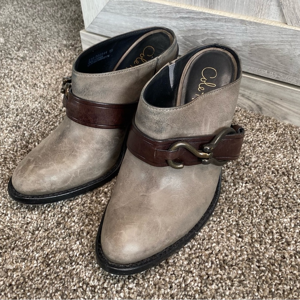 Cole Haan Nike Air Grey Leather Tantivity Clog Mules 5